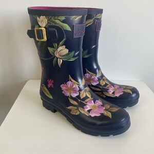 Joules Women's Floral Navy Rain Boots